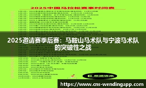 2025邀请赛季后赛：马鞍山马术队与宁波马术队的突破性之战