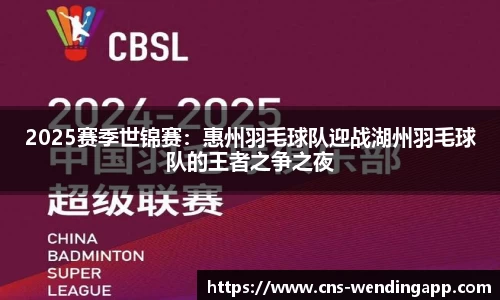 2025赛季世锦赛：惠州羽毛球队迎战湖州羽毛球队的王者之争之夜